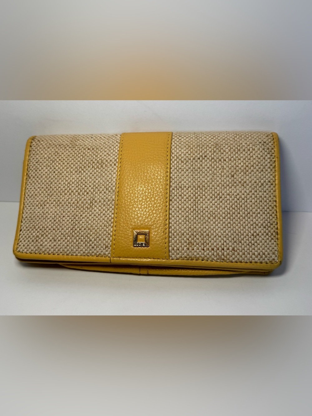 Lodis canvas and yellow pebbled leather  wallet